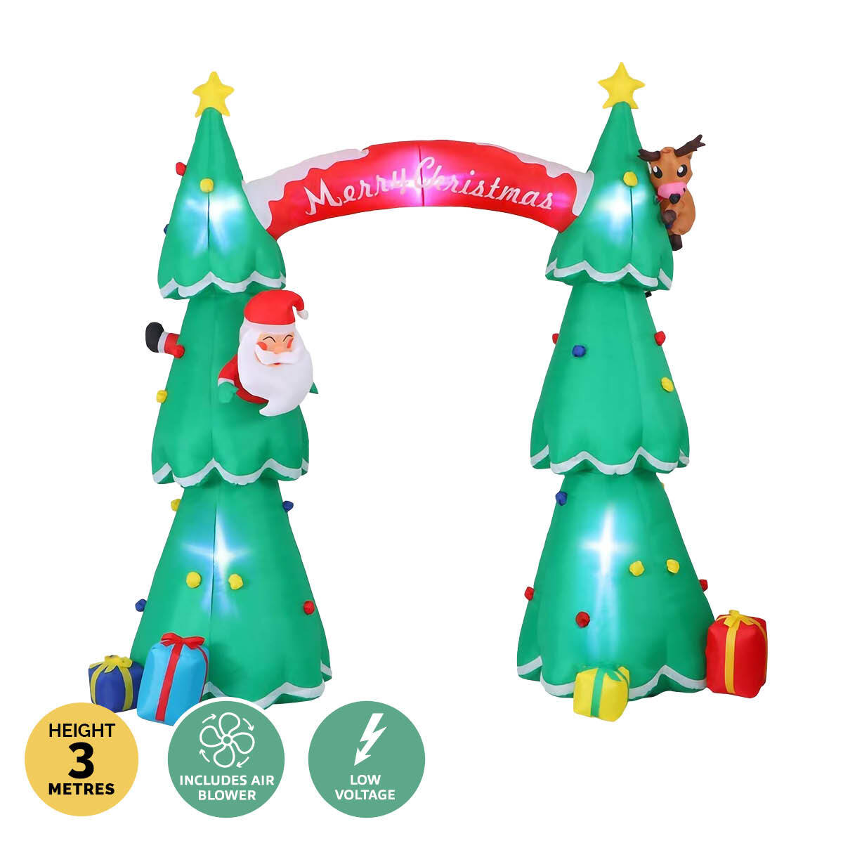 Christmas By Sas 3m x 2.4m Christmas Tree Arch Self Inflating LED Lights - SILBERSHELL